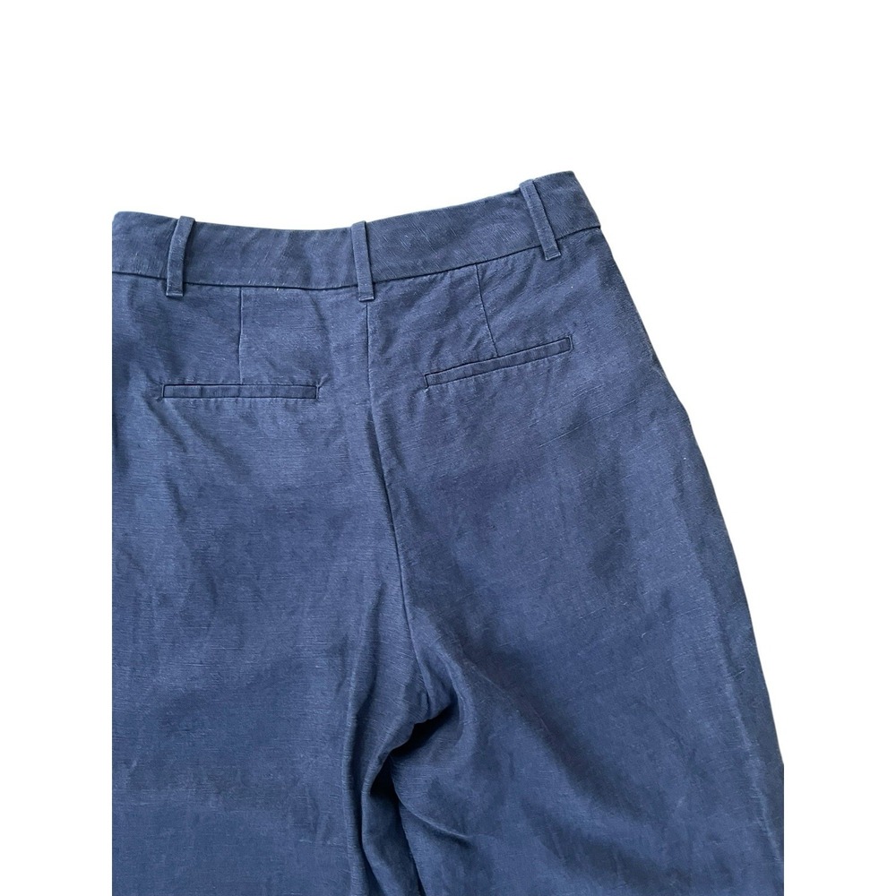 Aritzia Effortless Pant Blue Linen‎ Blend Wide Leg Cropped Trousers , Size 4 - Picture 4 of 9